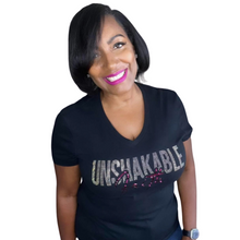 Load image into Gallery viewer, Unshakable Faith Rhinestone Vinyl (V- Neck)
